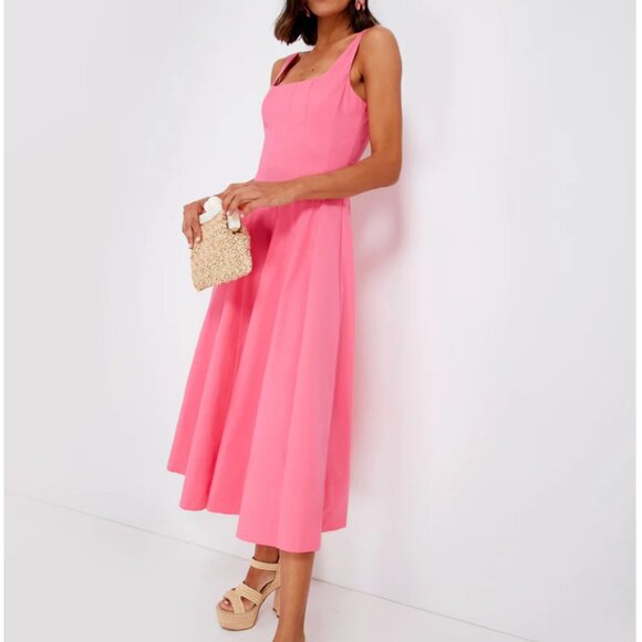 NWT BEST STAUD Wells Midi Dress Plumeria Pink French Cotton Casual Sz6 Classic - Picture 5 of 8